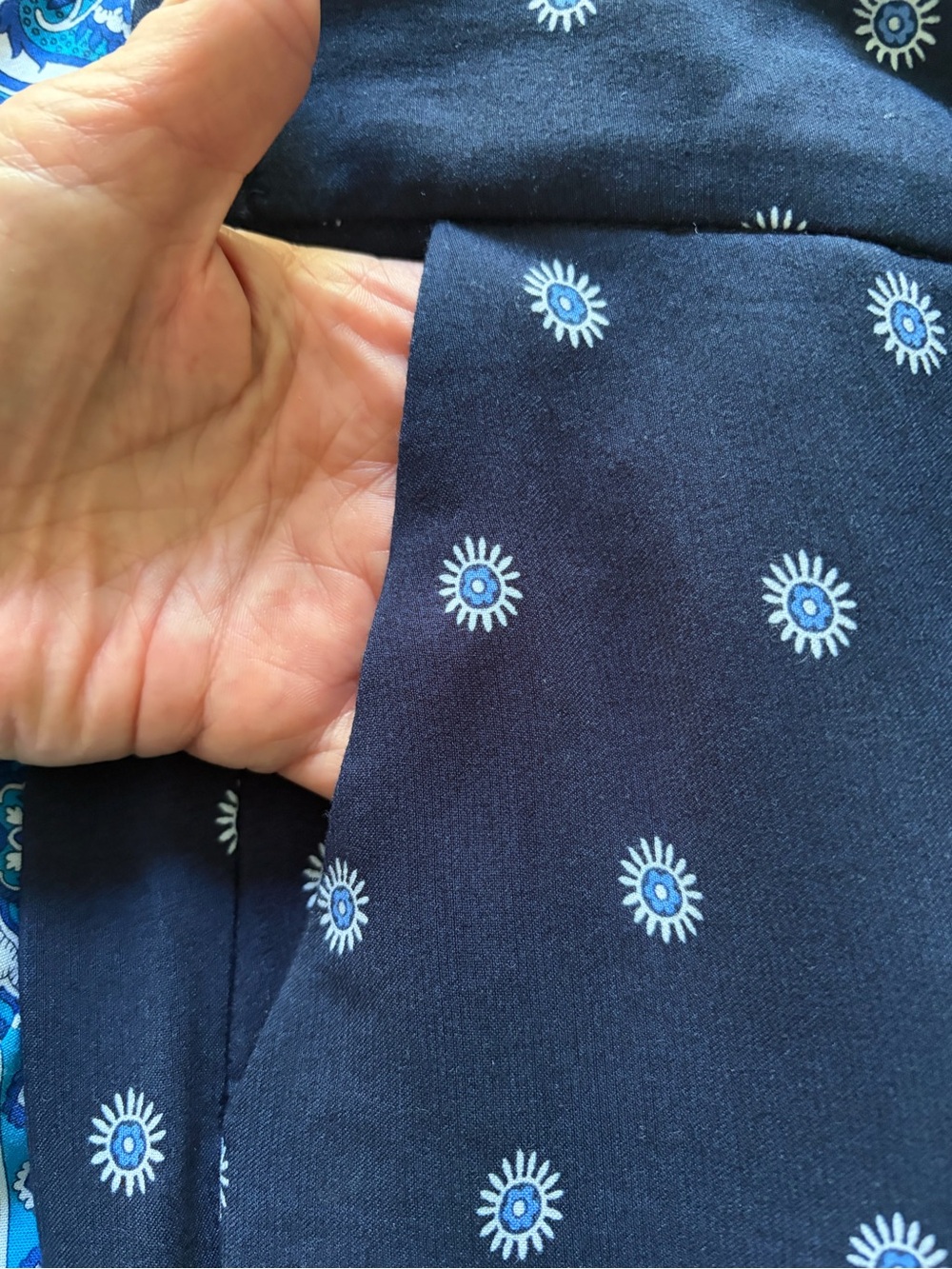 LOFT Navy Wide-Leg Printed cropped Palazzo Pants - Picture 6 of 6